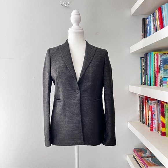 Each X Other Paris Tailored Blazer with Blue Metallic Textured Fabric Small - Picture 1 of 14